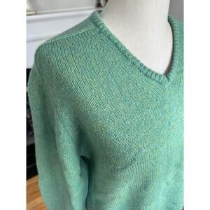 Vintage 60s 70s Jantzen v-neck sweater, green Tumblespun, Size M